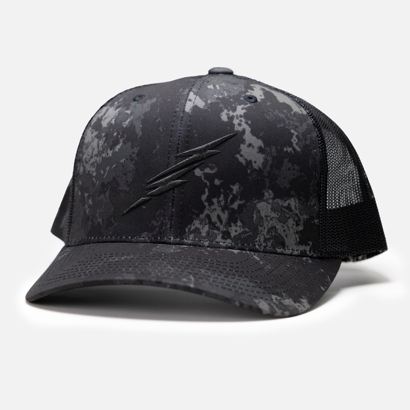 Brand Trucker Hat // Veil Camo® Poseidon Black