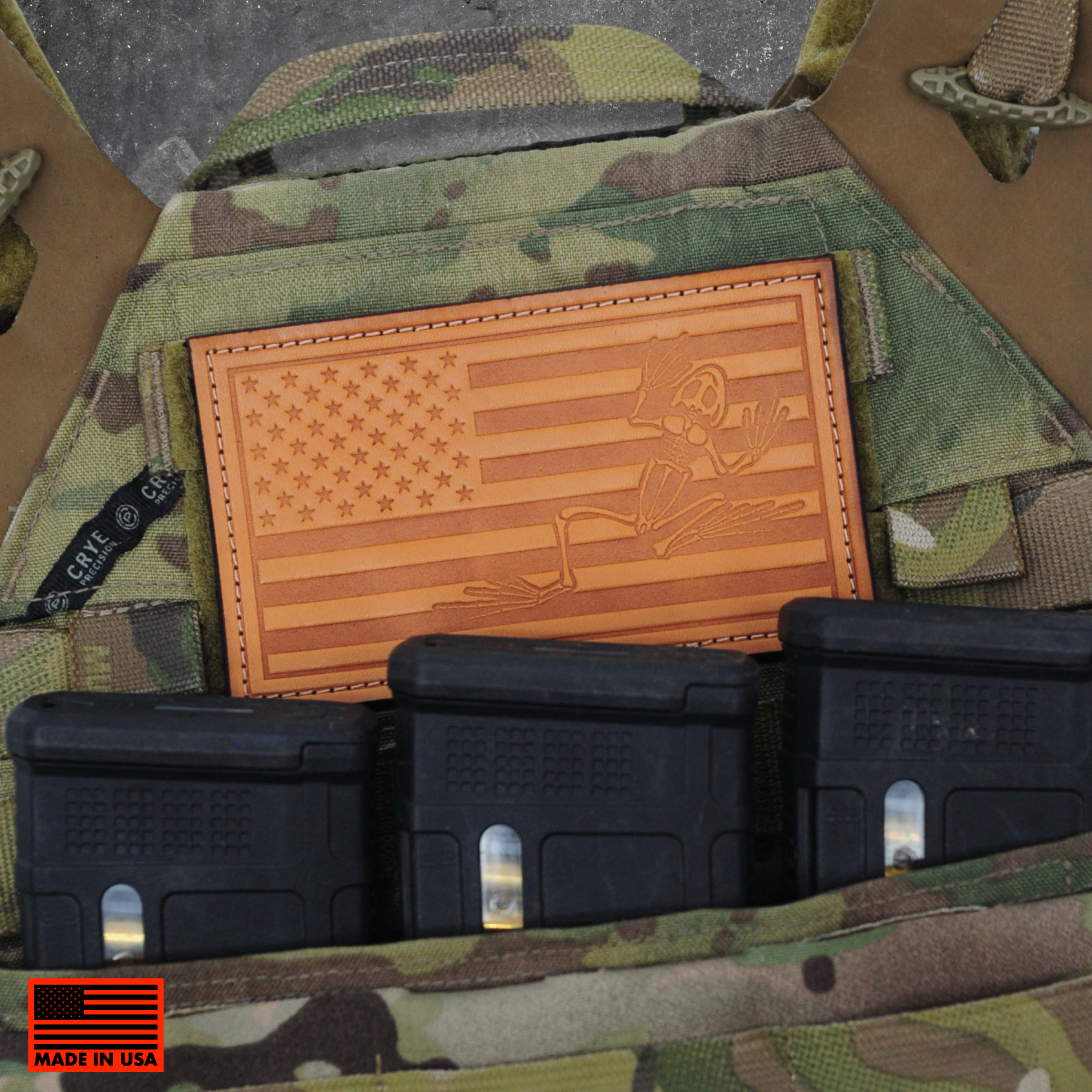 Leather American Flag Patch // Bone Frog