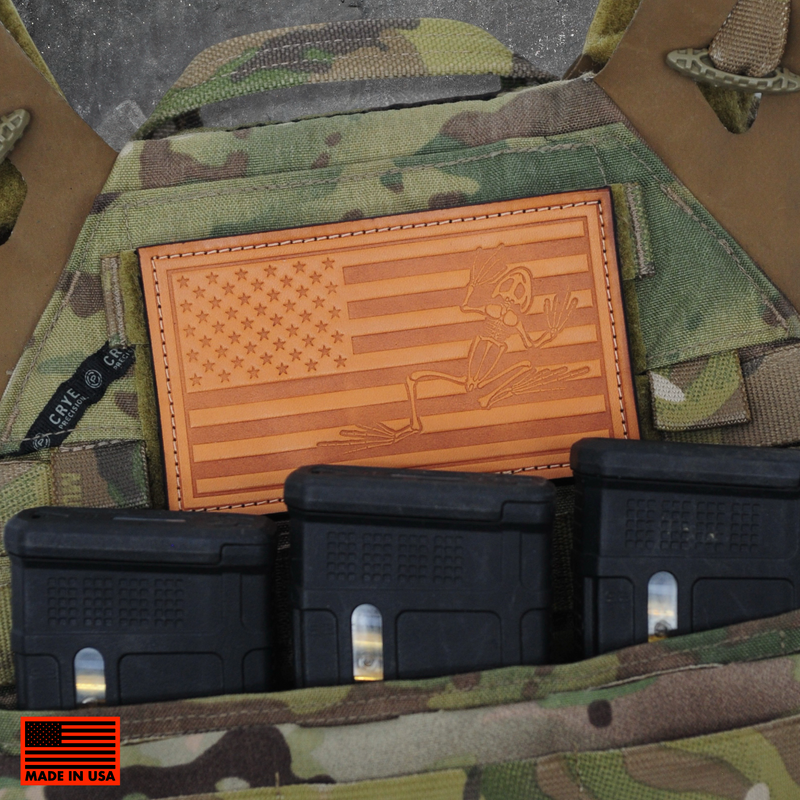 Leather American Flag Patch // Bone Frog