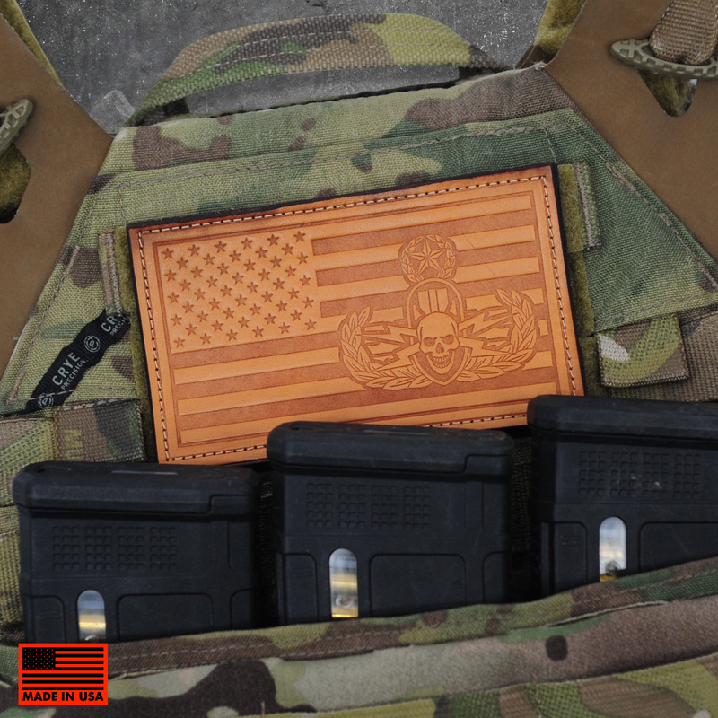 Leather American Flag Patch // EOD Badge